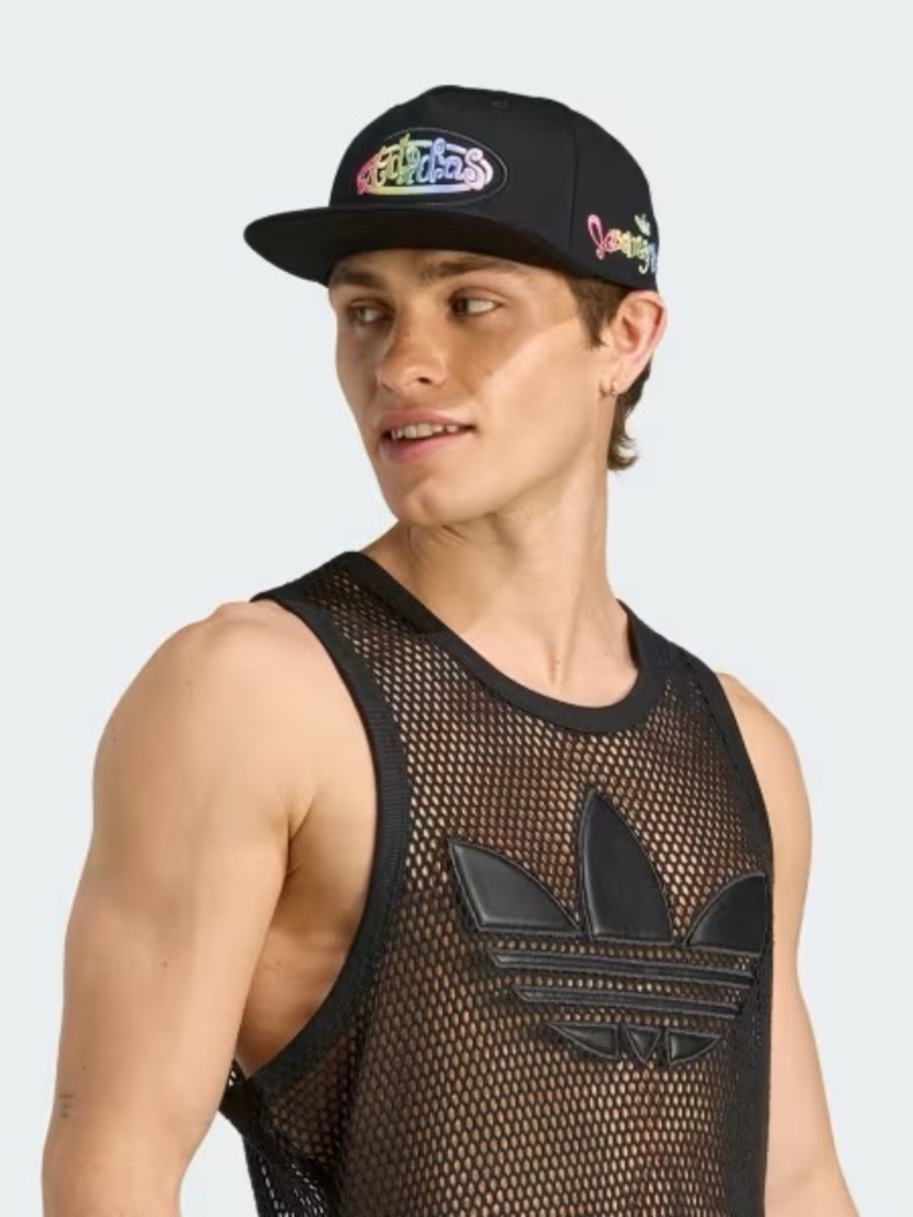 Adidas X Jeremy Scott JW8026 Black Fitted Cap High Crown '90s Pop Art Club Kid